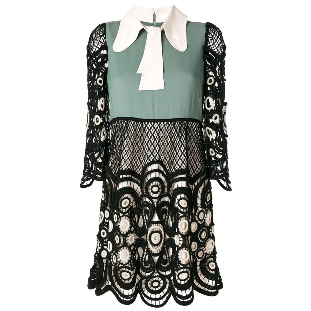 Chloé Colorblock French Lace Mini Dress